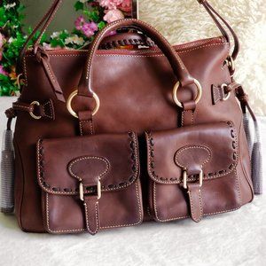 Dooney & Bourke Florentine Double Front Pocket Satchel Chestnut